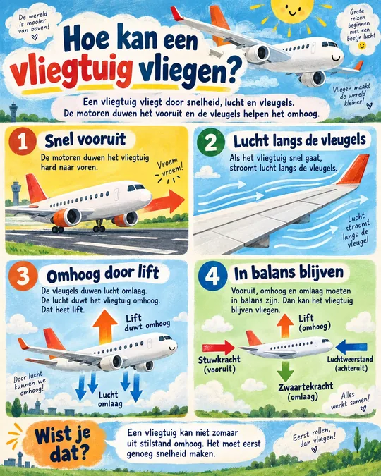 Plaat bij de vraag: Hoe kan een vliegtuig vliegen?