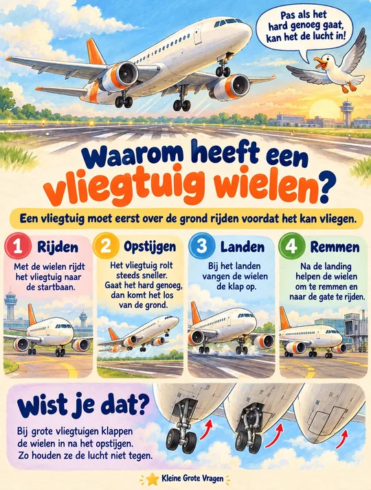 Plaat bij de vraag: Waarom heeft een vliegtuig wielen?