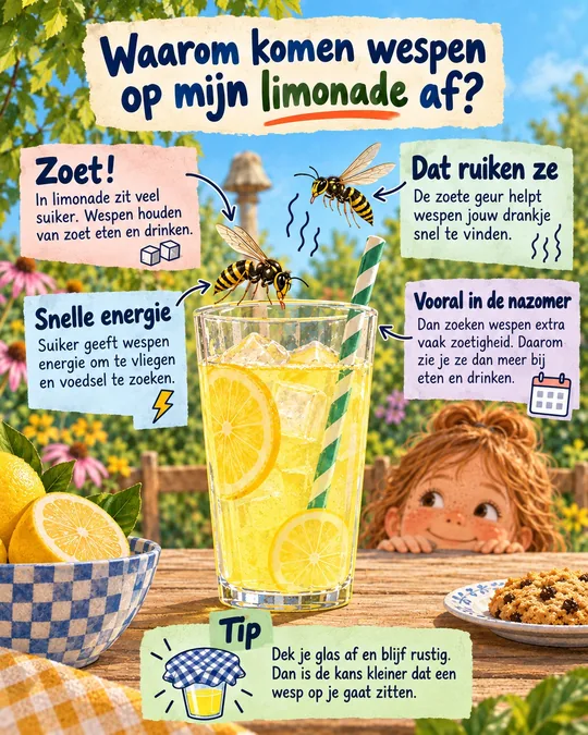 Plaat bij de vraag: Waarom komen wespen op mijn limonade af?