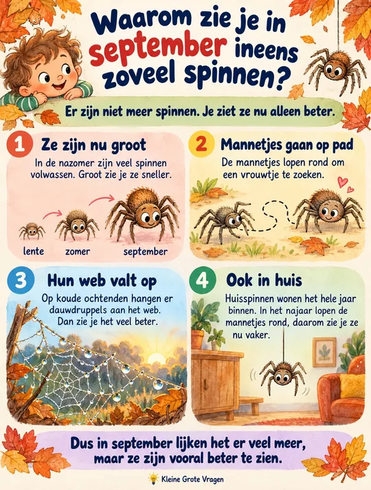 Plaat bij de vraag: Waarom zie je in september ineens zoveel spinnen?