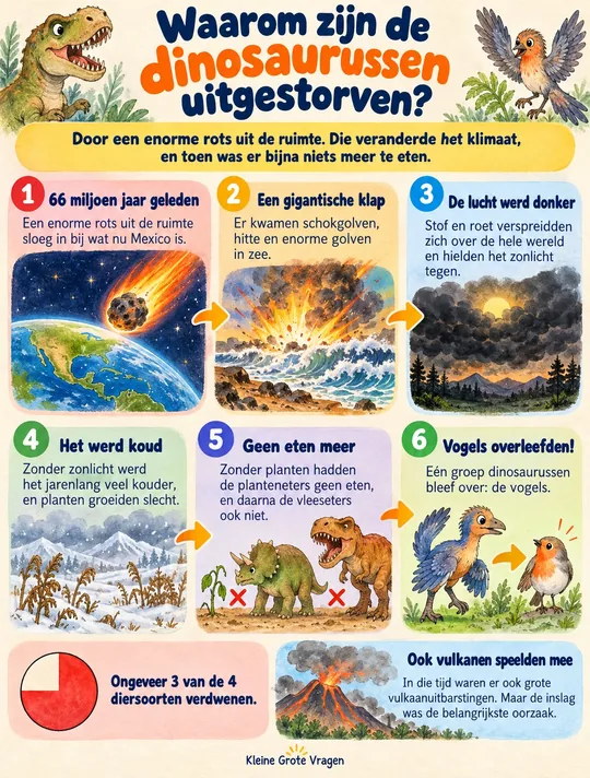Plaat bij de vraag: Waarom zijn de dinosaurussen uitgestorven?