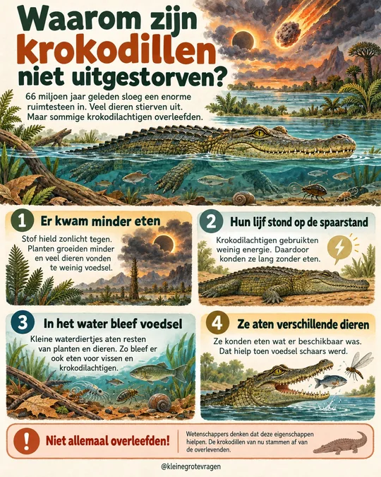 Plaat bij de vraag: Waarom zijn krokodillen niet uitgestorven?