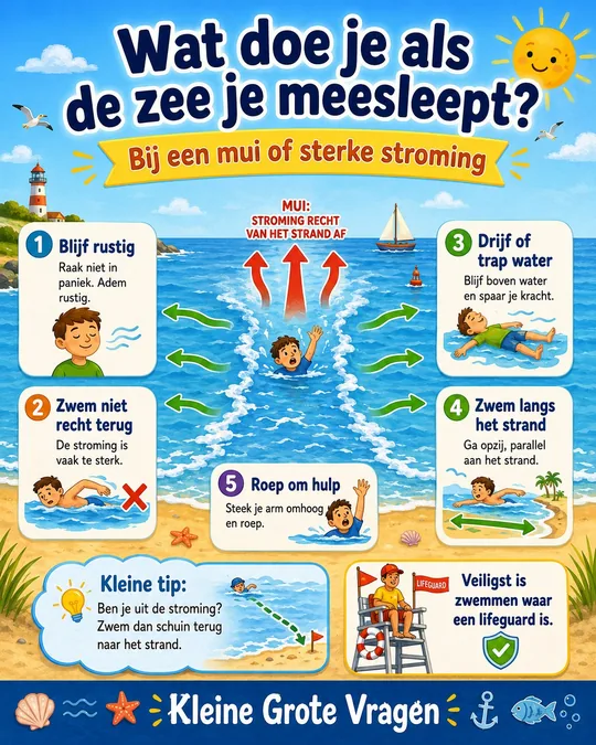 Plaat bij de vraag: Wat doe je als de zee je meesleept?