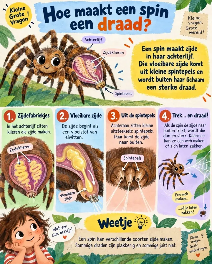 Plaat bij de vraag: Hoe maakt een spin een draad?