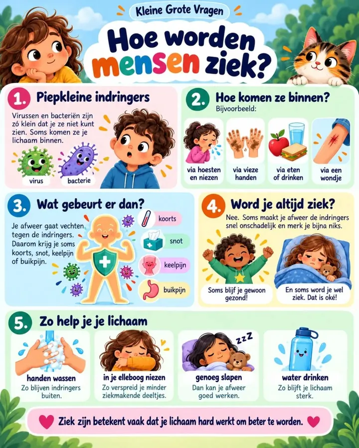 Plaat bij de vraag: Hoe worden mensen ziek?