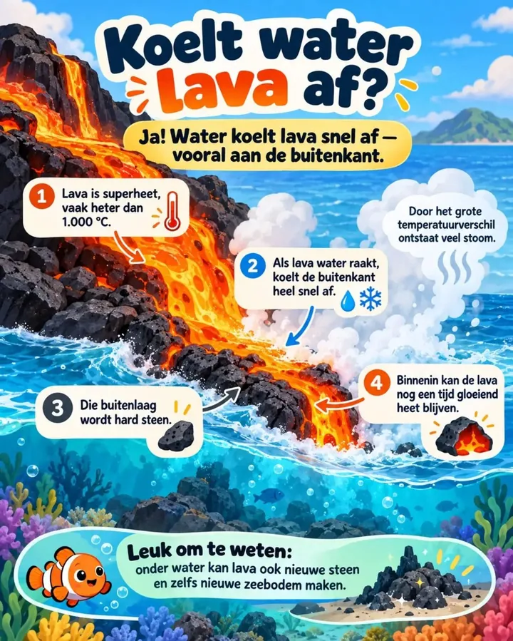 Plaat bij de vraag: Koelt water lava af?