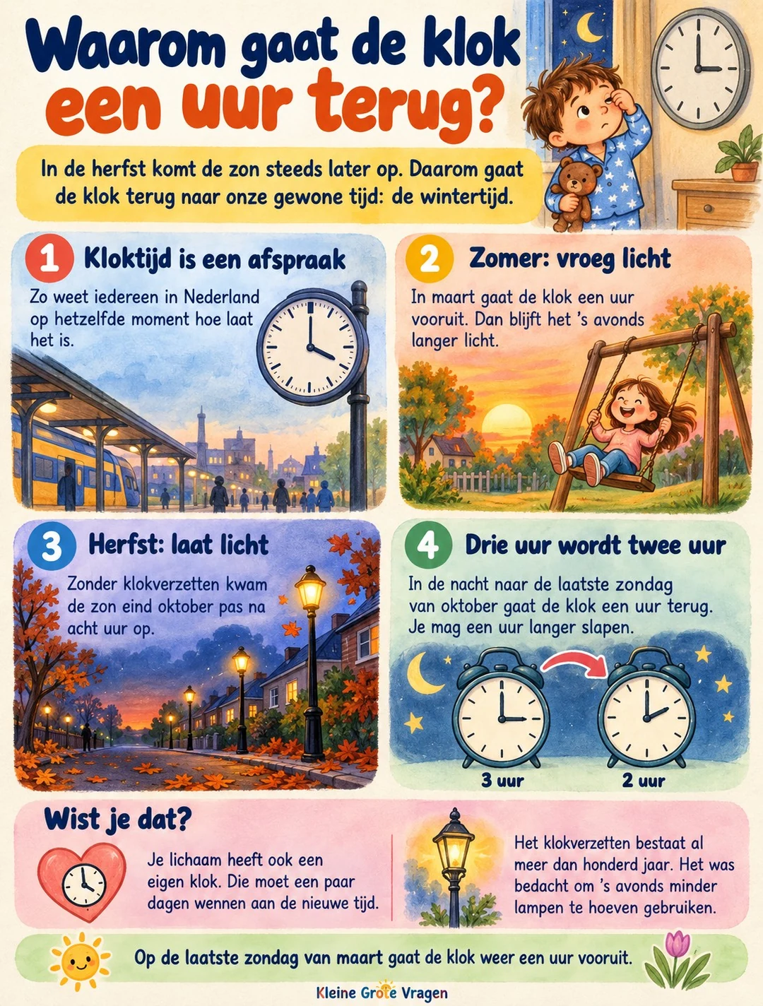 Infographic: Waarom gaat de klok een uur terug?