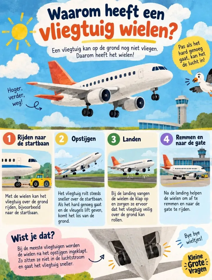 Plaat bij de vraag: Waarom heeft een vliegtuig wielen?