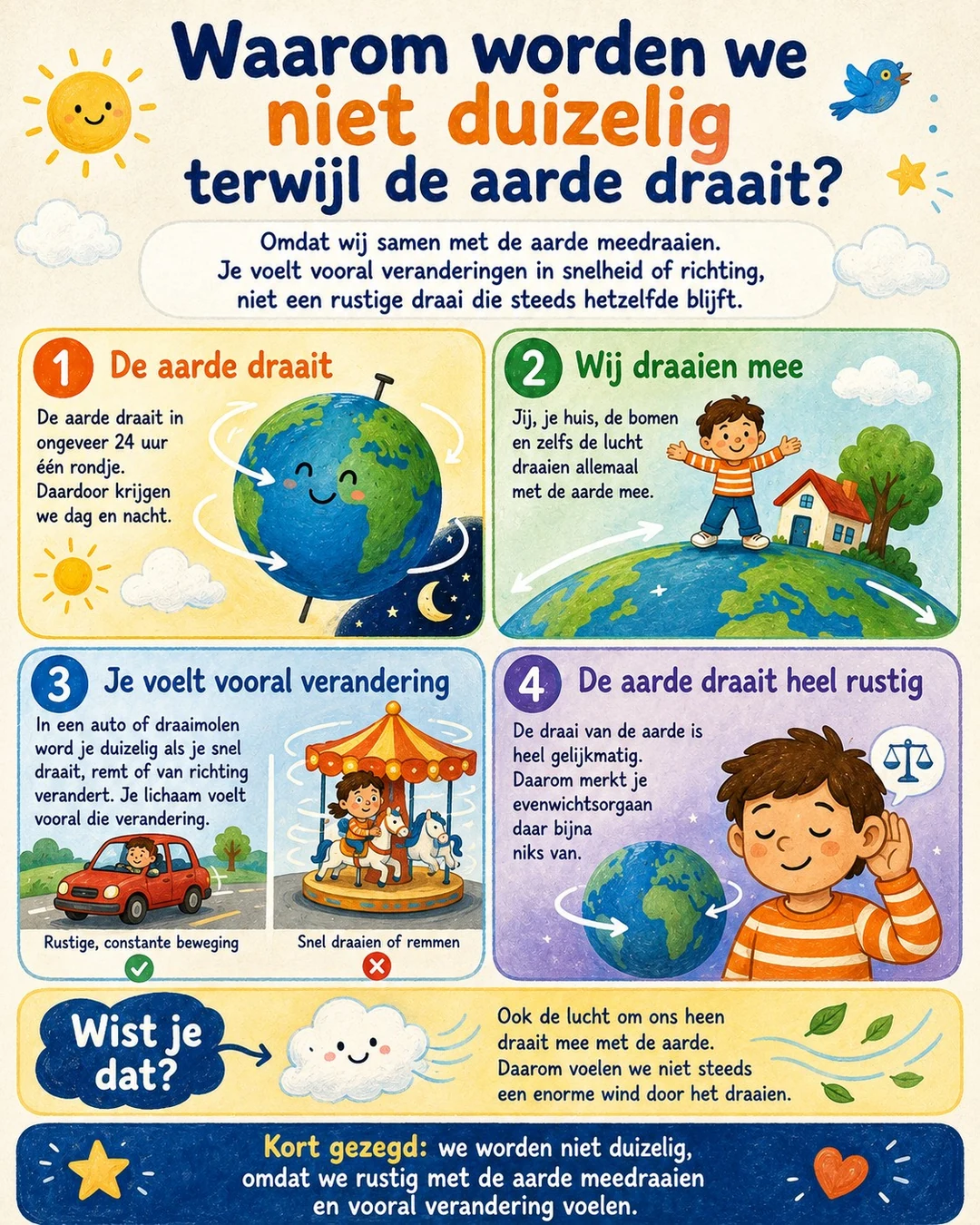 Infographic: Waarom worden we niet duizelig terwijl de aarde draait?