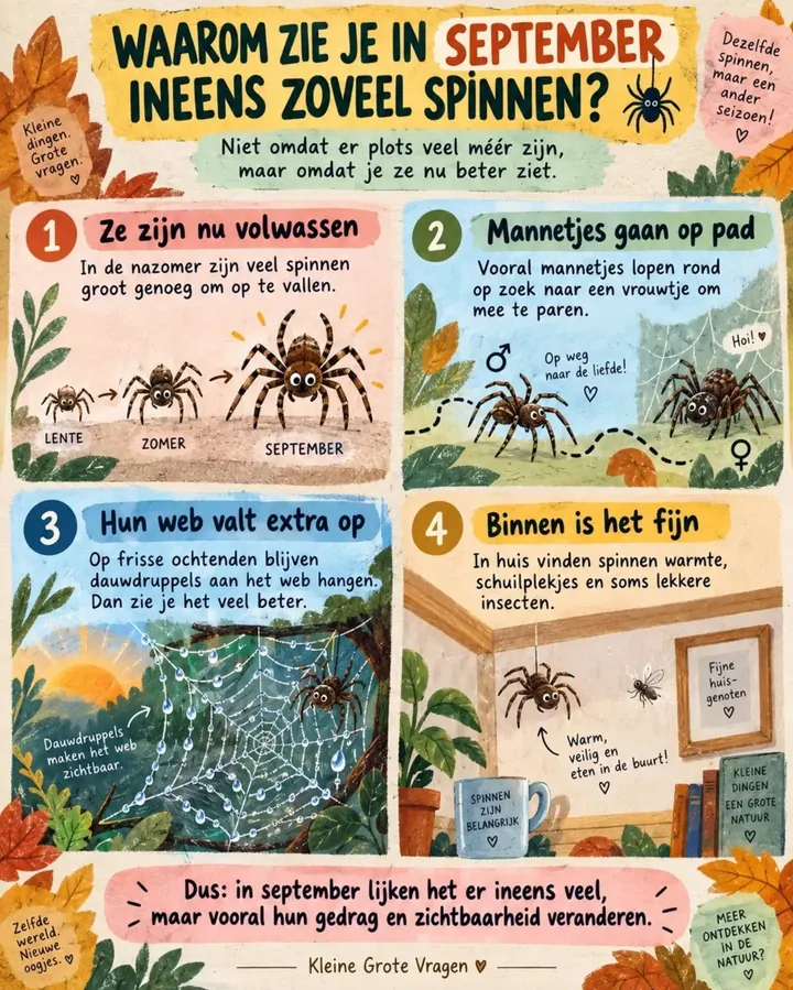 Plaat bij de vraag: Waarom zie je in september ineens zoveel spinnen?